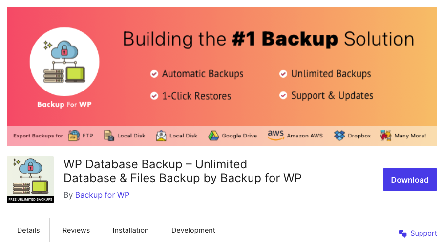 Create database backup and restore database backup easily with WP Database Backup plugin